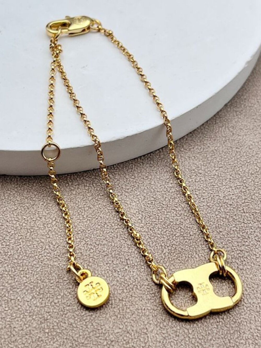 Tory Burch Gold Double Link Adjustable Bracelet